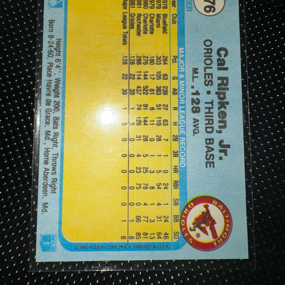 Cal Ripken Jr. Baseball Card - Picture 2 of 2